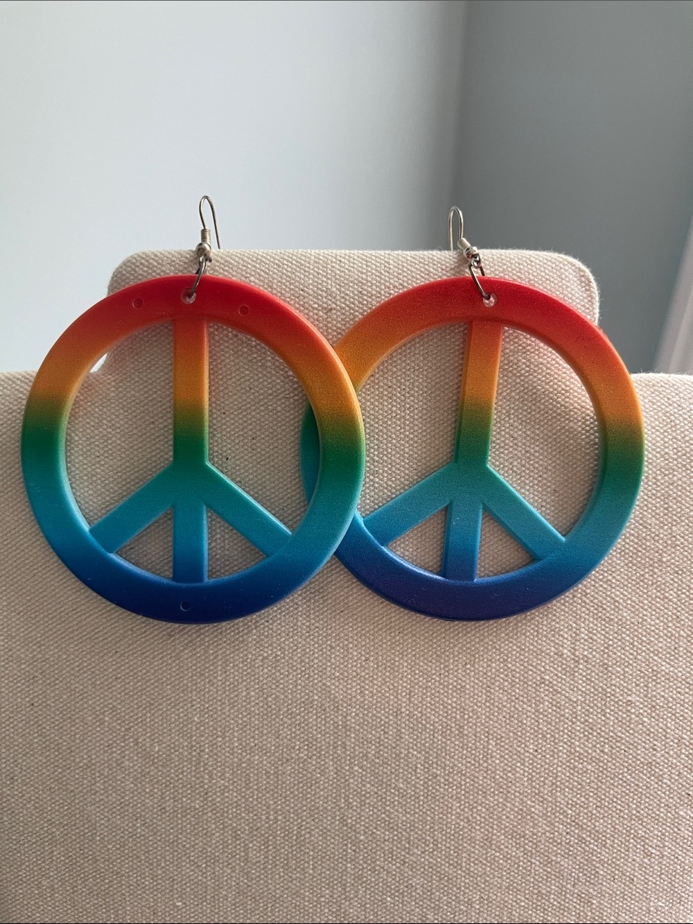 Rainbow Peace Sign Hoop Earrings love and peace.